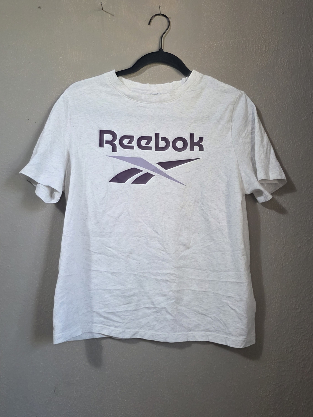 Reebok Men’s White T-Shirt with Purple Logo